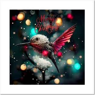 Merry Christmas - holiday hummingbird for nature lover Posters and Art